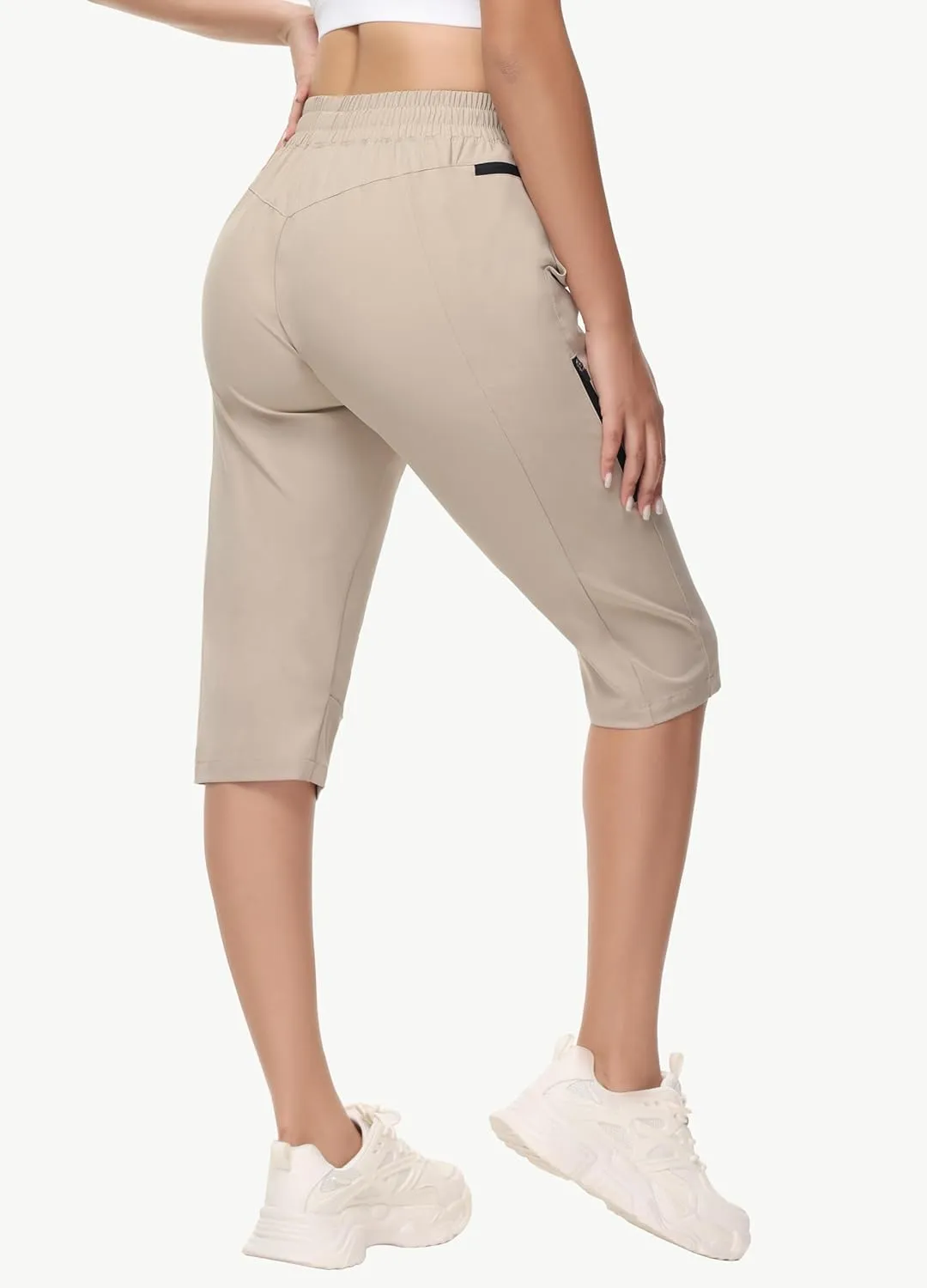 Women's Long Shorts 15" Below The Knee Capri Hiking Shorts Quick Dry Lightweight Outdoor Casual Crop Pants Cargo
