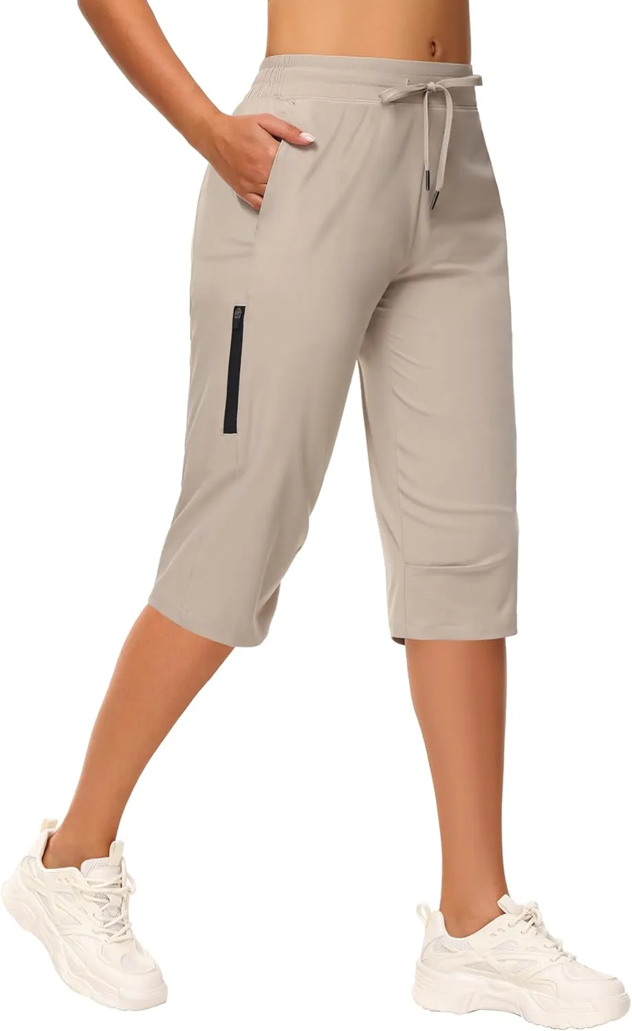 Women's Long Shorts 15" Below The Knee Capri Hiking Shorts Quick Dry Lightweight Outdoor Casual Crop Pants Cargo