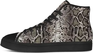 Women's Men's Snake Shoes Snake Print High Top Canvas Sneakers Lace Up Casual Walking Shoes Gifts for Men Women
