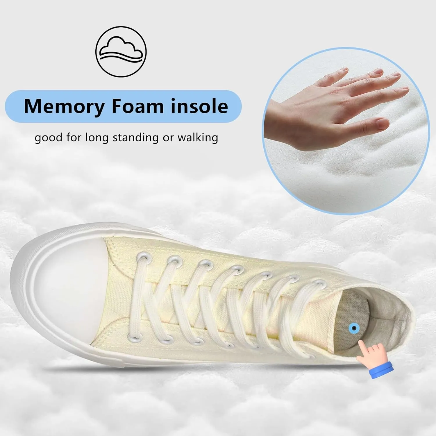 Womens Platform Canvas Sneakers Mens High Top Classic Canvas Shoes Unisex Casual Tennis Comfortable Fashion Sneakers Lace-Up