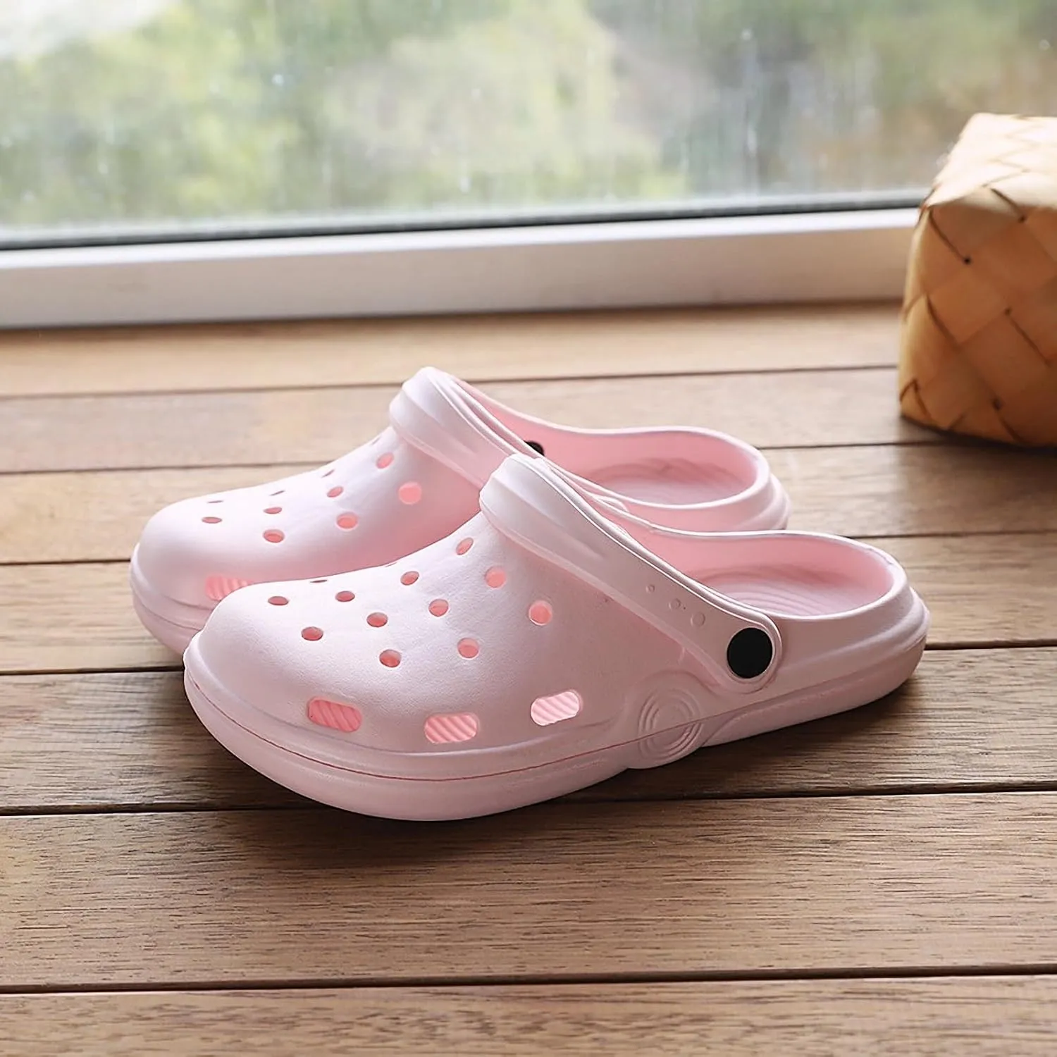 Women's Plus Size Wide Width Flat Slide Sandals Summer Breathable Eva Lightweight Beach Casual Closed-Toe Shoes Hole Cavity Design Size 9 10-11 - Purple, Pink, White, Green