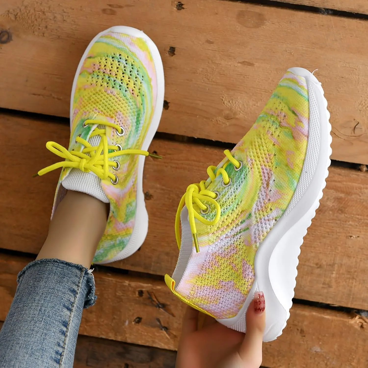 Women's Sneakers Slip Print Plus Size Height Increasing Shoes Daily Summer Wedge Heel Vacation Nonslip Shoes Women