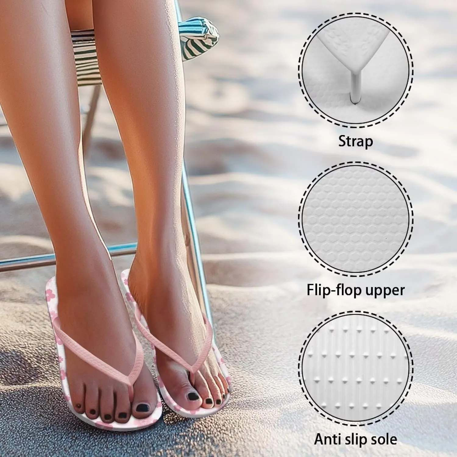 Womens Toe Slide Sandals Starfish Shells Fashion Beach Shoes Summer House Slides Comfort Shower Sandals Anti-skid Bathroom Slippers Size US 5.5-9.5