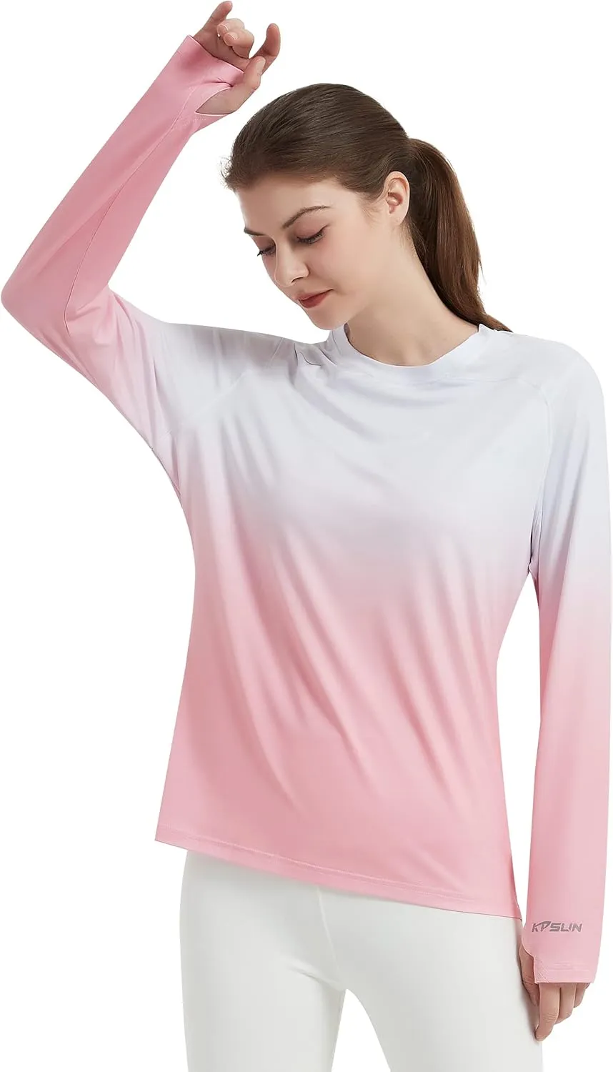 Women's UPF 50  UV Sun Protection Shirt Outdoor Performance Long Sleeve Rash Guard Shirts for Hiking,Swim,Fishing