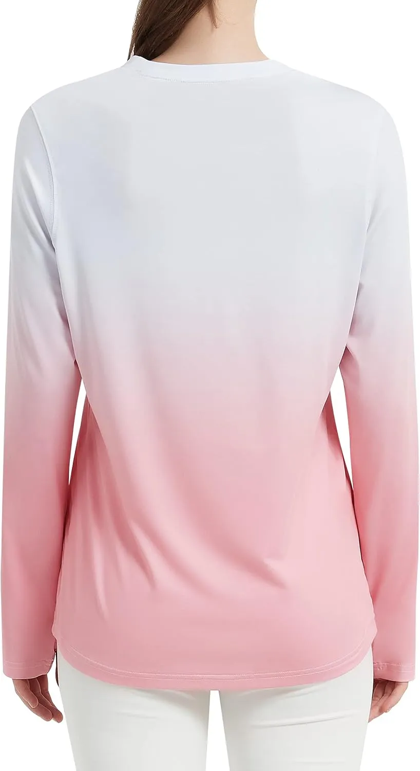 Women's UPF 50  UV Sun Protection Shirt Outdoor Performance Long Sleeve Rash Guard Shirts for Hiking,Swim,Fishing