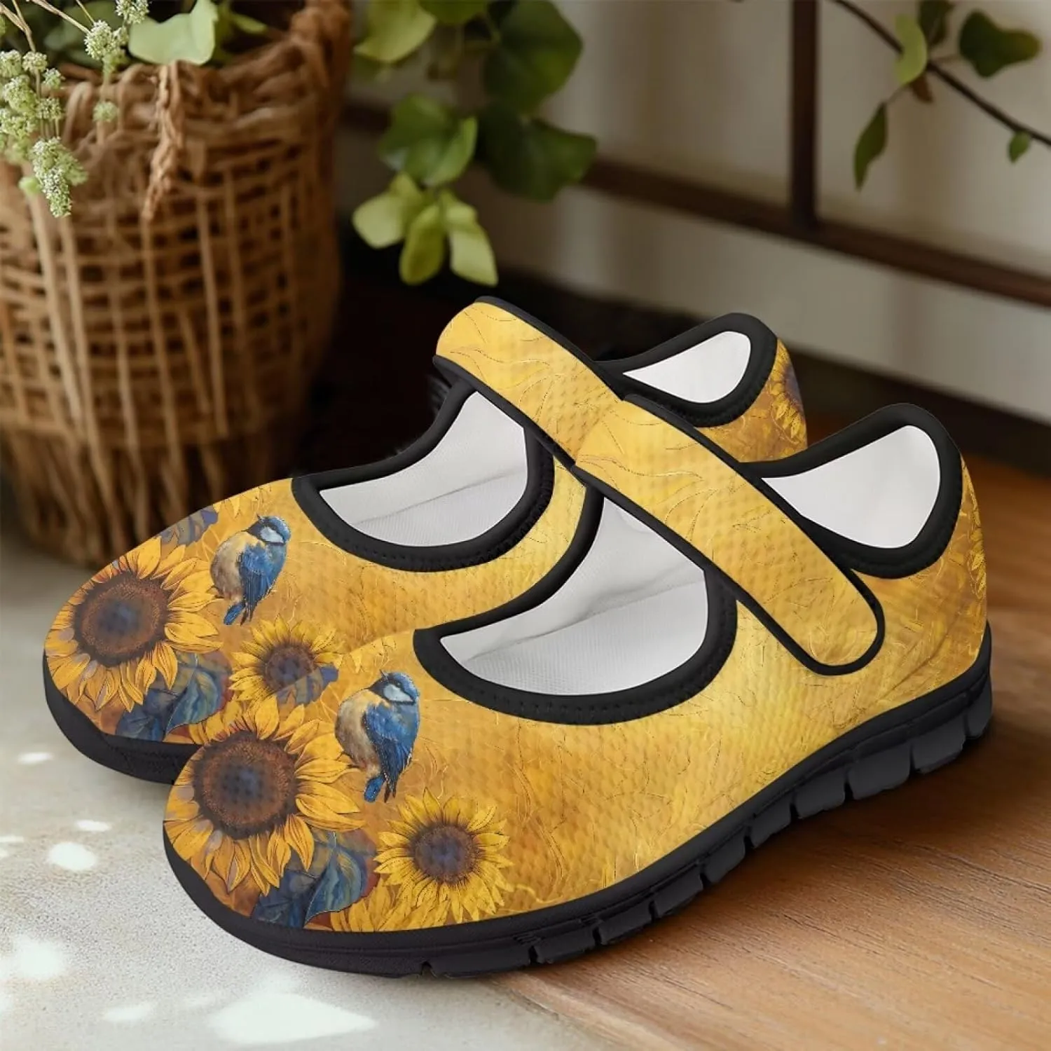 Womens Walking Shoes Breathable Mesh Casual Mary Jane Flats Non Slip Closed Toe Fashion Work Tennis Sneakers