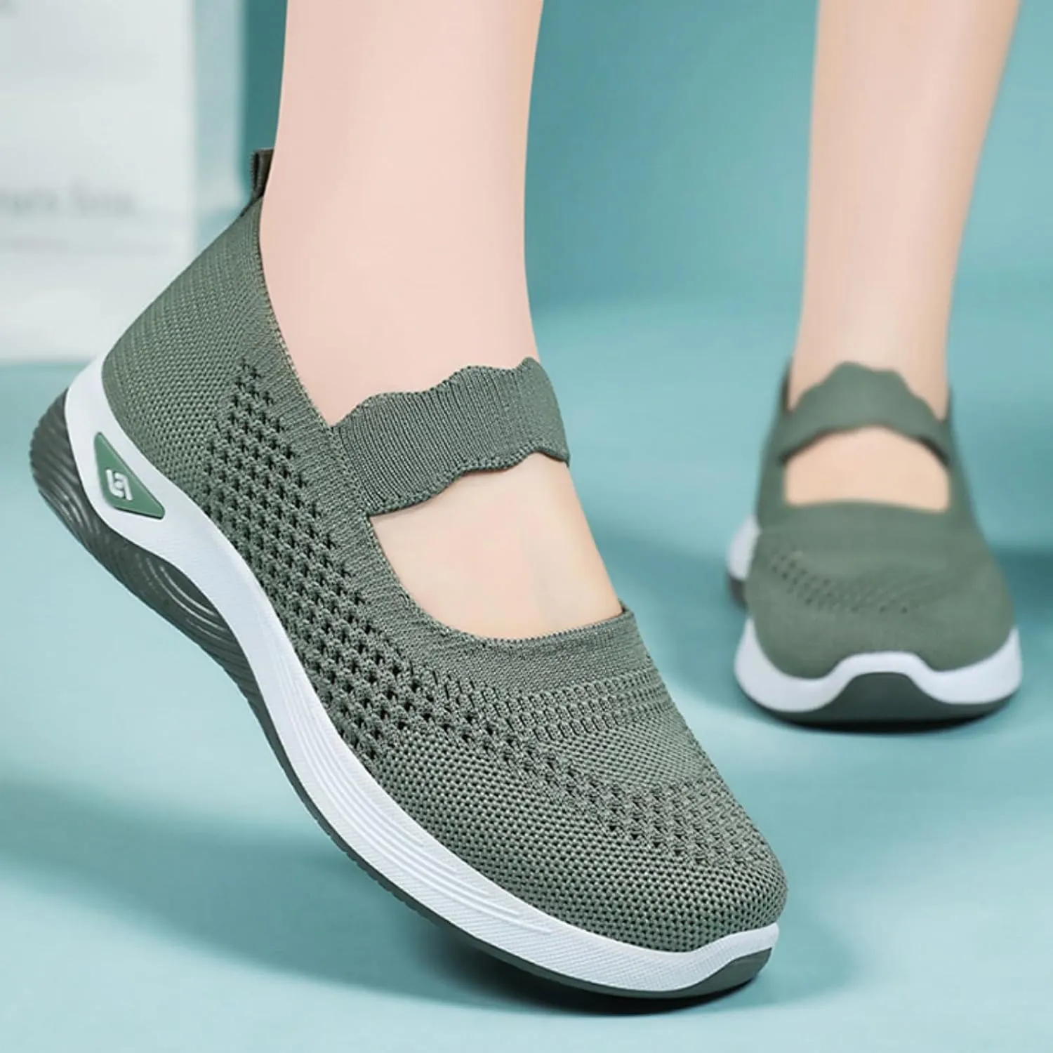 Womens Walking Shoes Lightweight Breathable Mesh Air Cushion Sneakers Casual Non-Slip Nurse Work Shoes Arch Support Comfortable