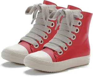 Y2k Sneakers for Women Streetwear – PU Leather Casual Athletic Shoes with Collegiate Style, 4-Season Wearable Boots