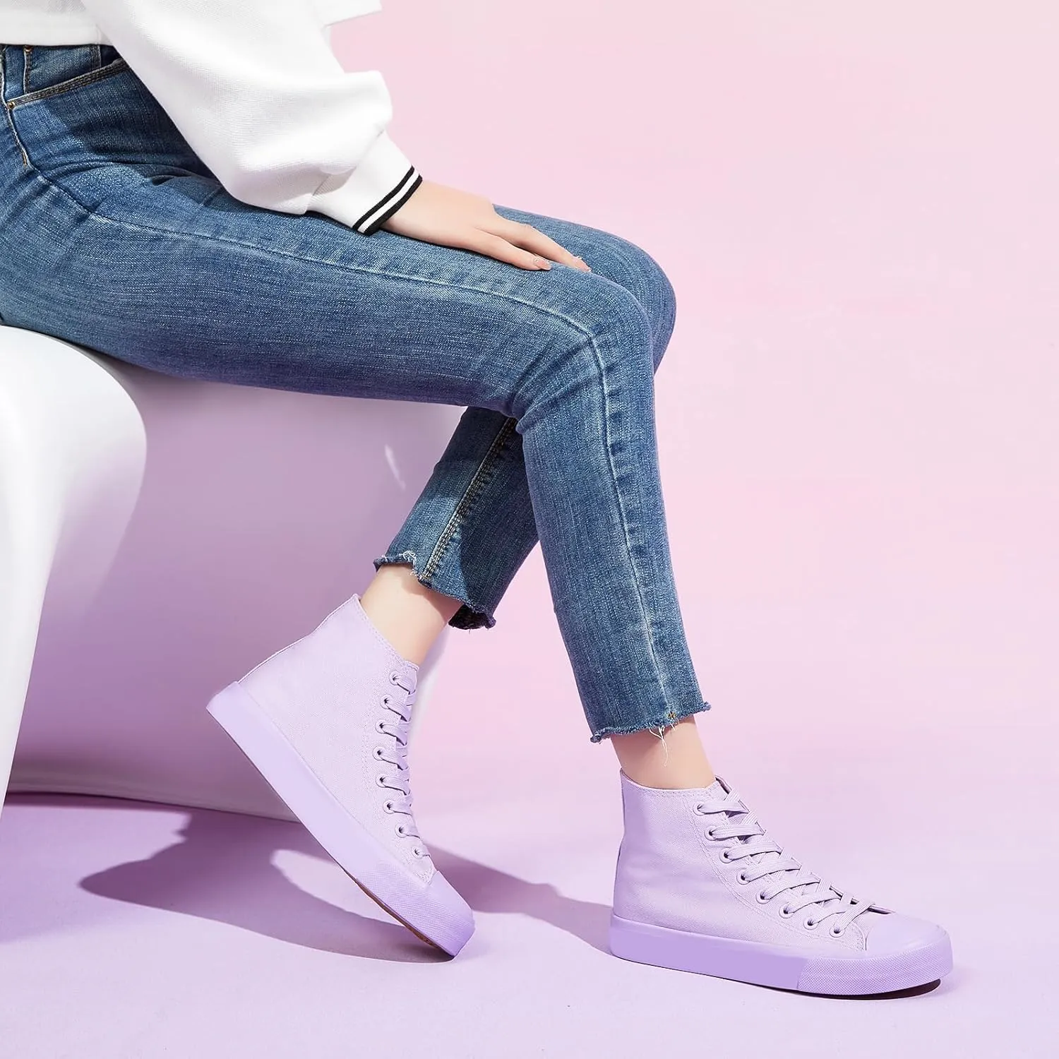 yageyan Womens High Top Canvas Sneakers Lace up Fashion Shoes for Women Casual Classic