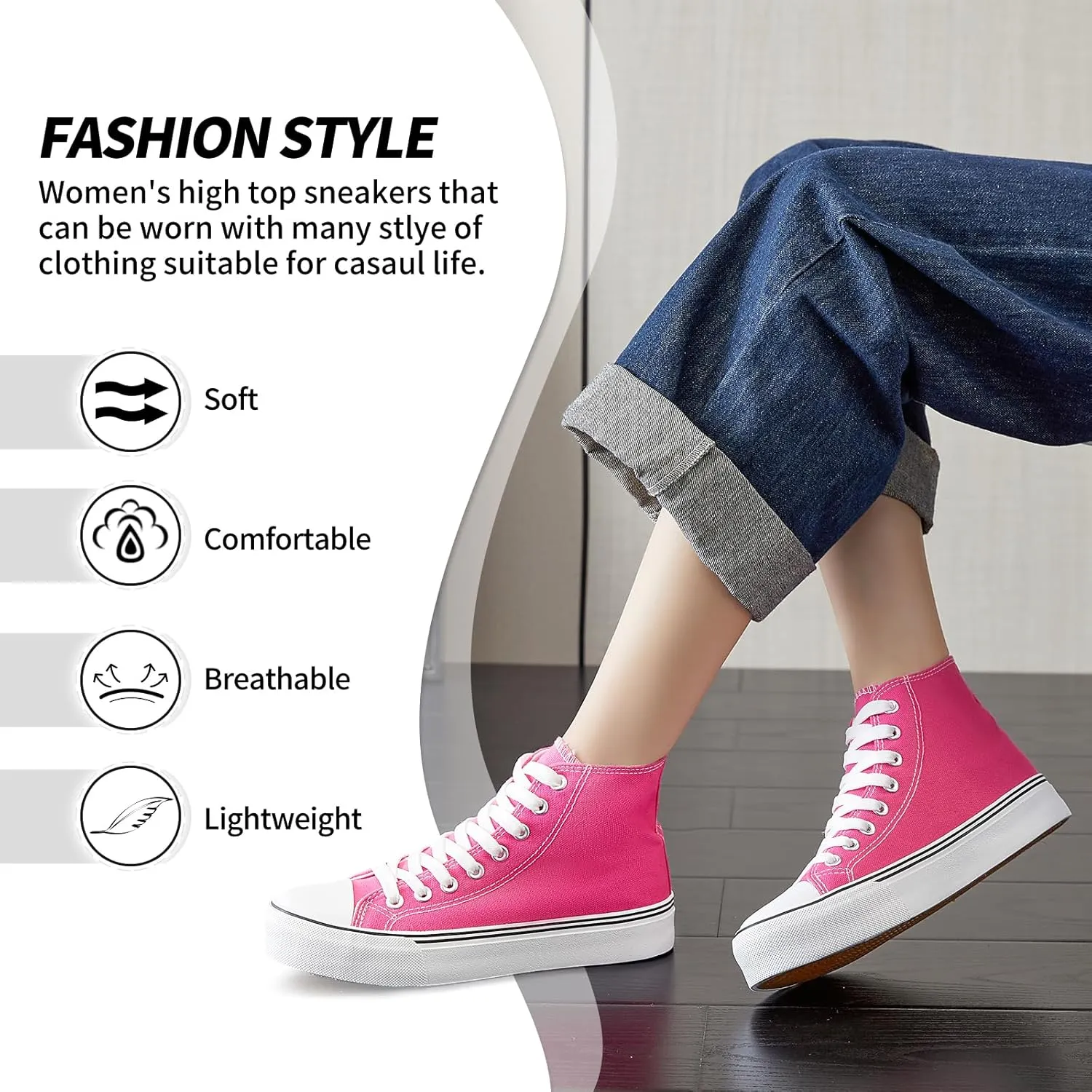 yageyan Womens High Top Canvas Sneakers Lace up Fashion Shoes for Women Casual Classic