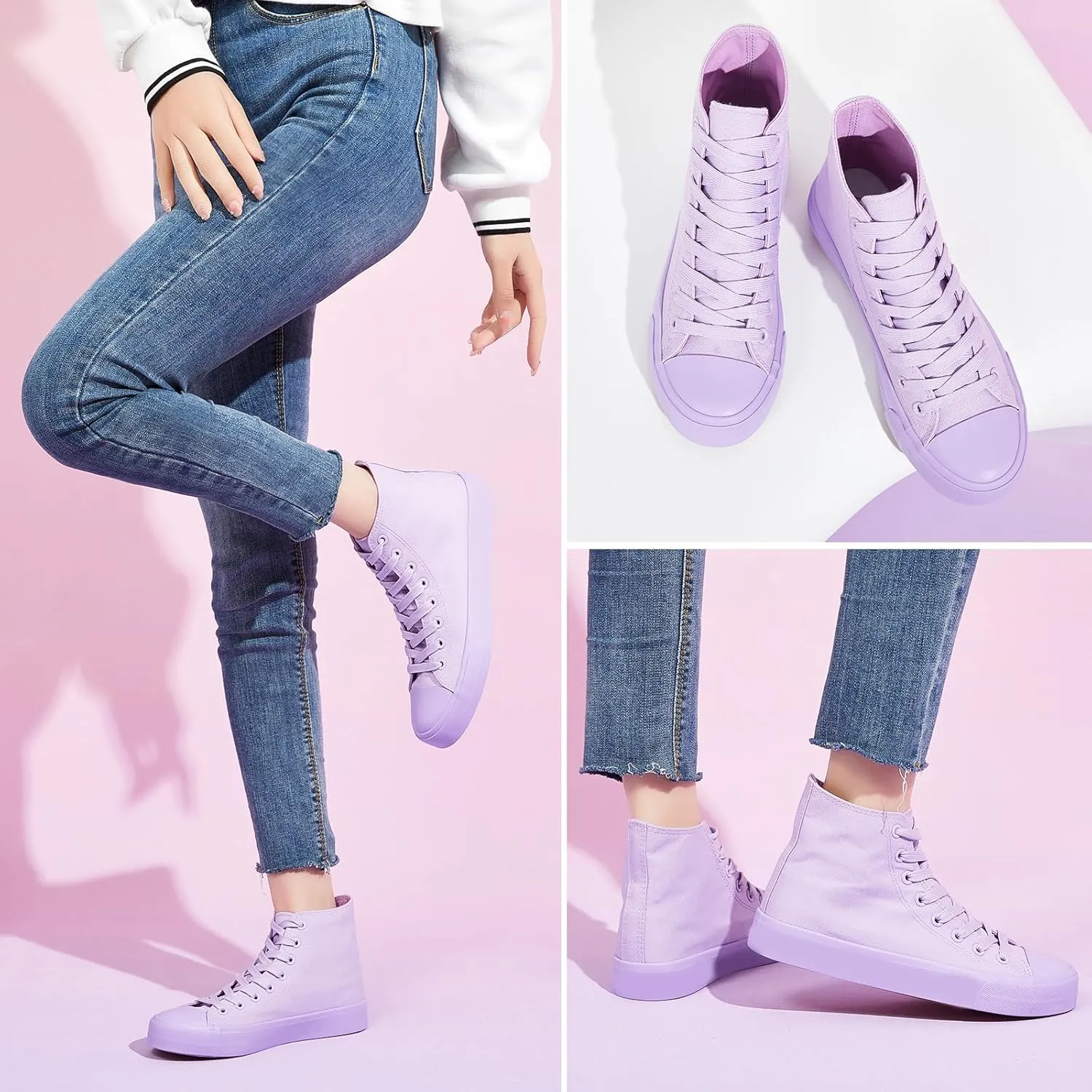 yageyan Womens High Top Canvas Sneakers Lace up Fashion Shoes for Women Casual Classic