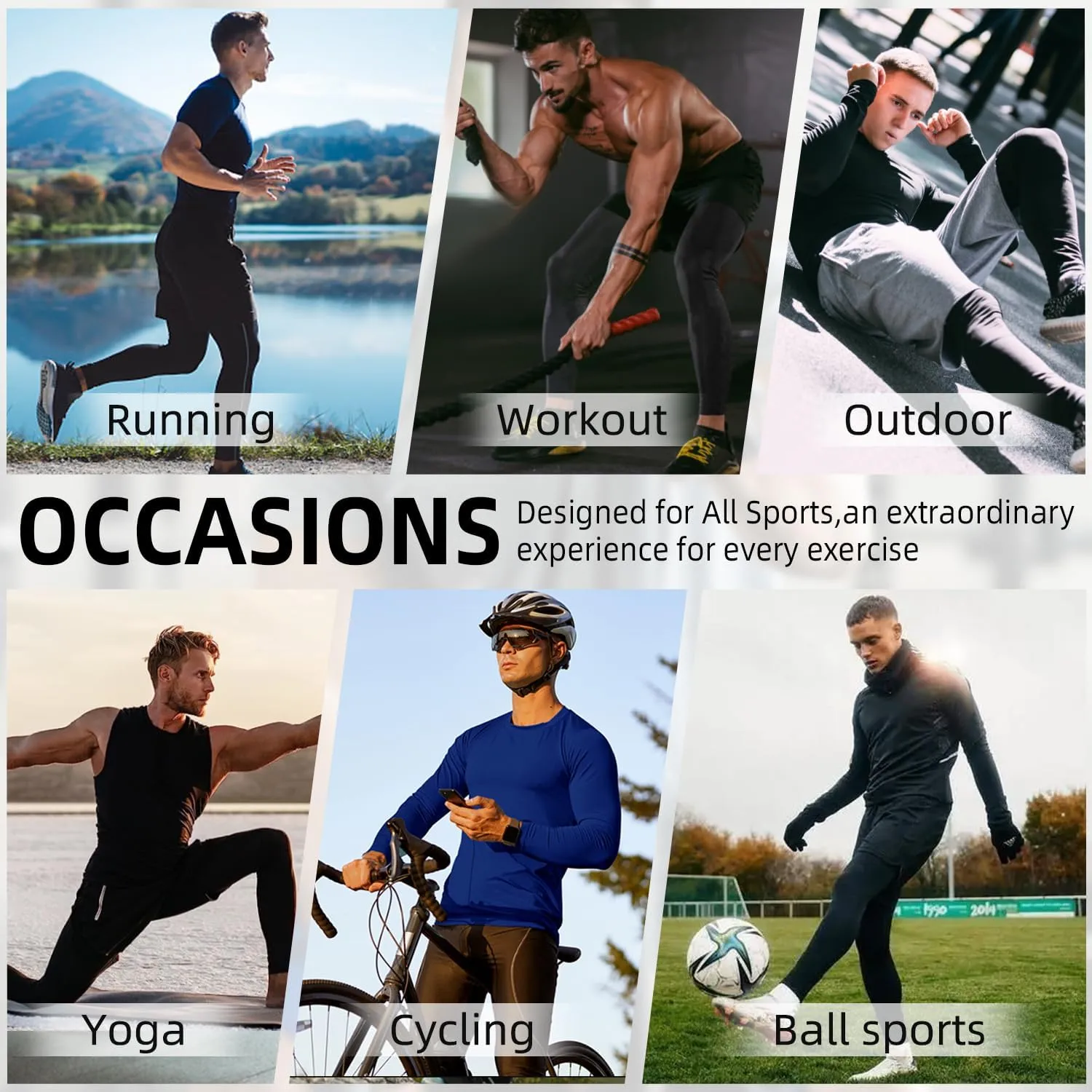 Yuerlian 1 or 3 Pack Mens Compression Pants Athletic Leggings with Pockets Running Baselayer Tights Cycling Workout Pants