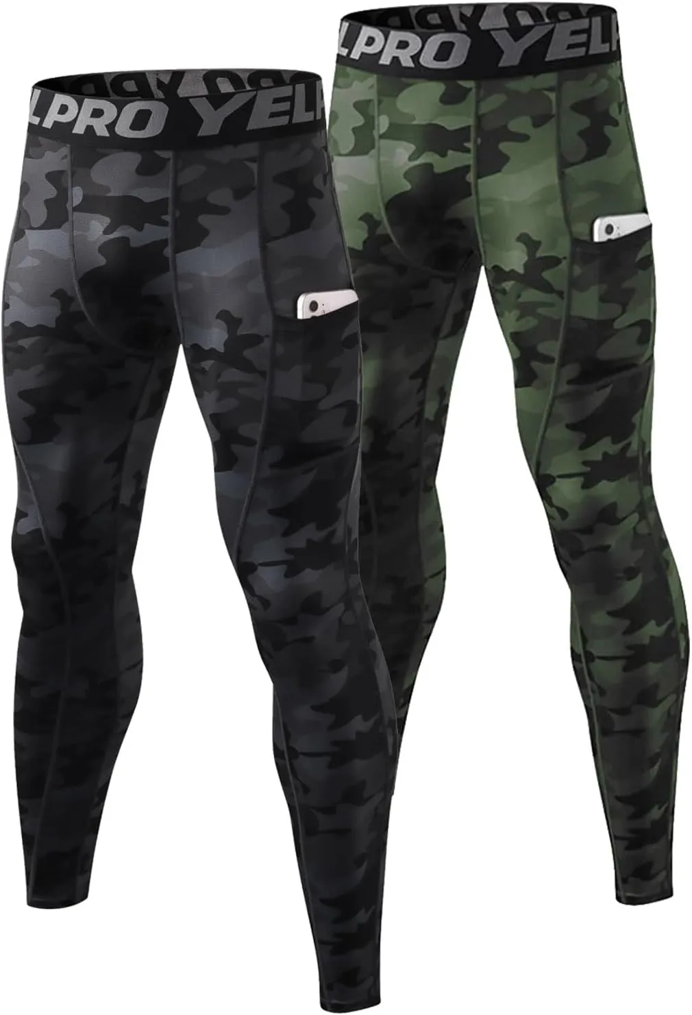 Yuerlian 1 or 3 Pack Mens Compression Pants Athletic Leggings with Pockets Running Baselayer Tights Cycling Workout Pants