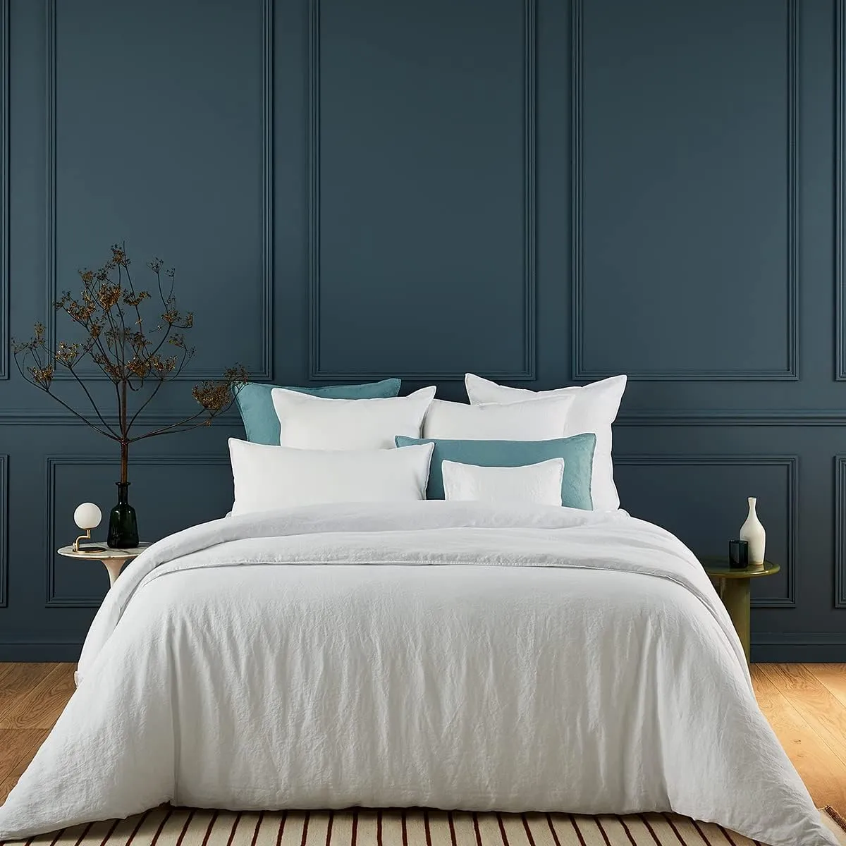 Yves Delorme Originel Blanc Full/Queen 94 x 116 in Flat Sheet | 100% Stone Washed Linen | Luxury Bedding from France