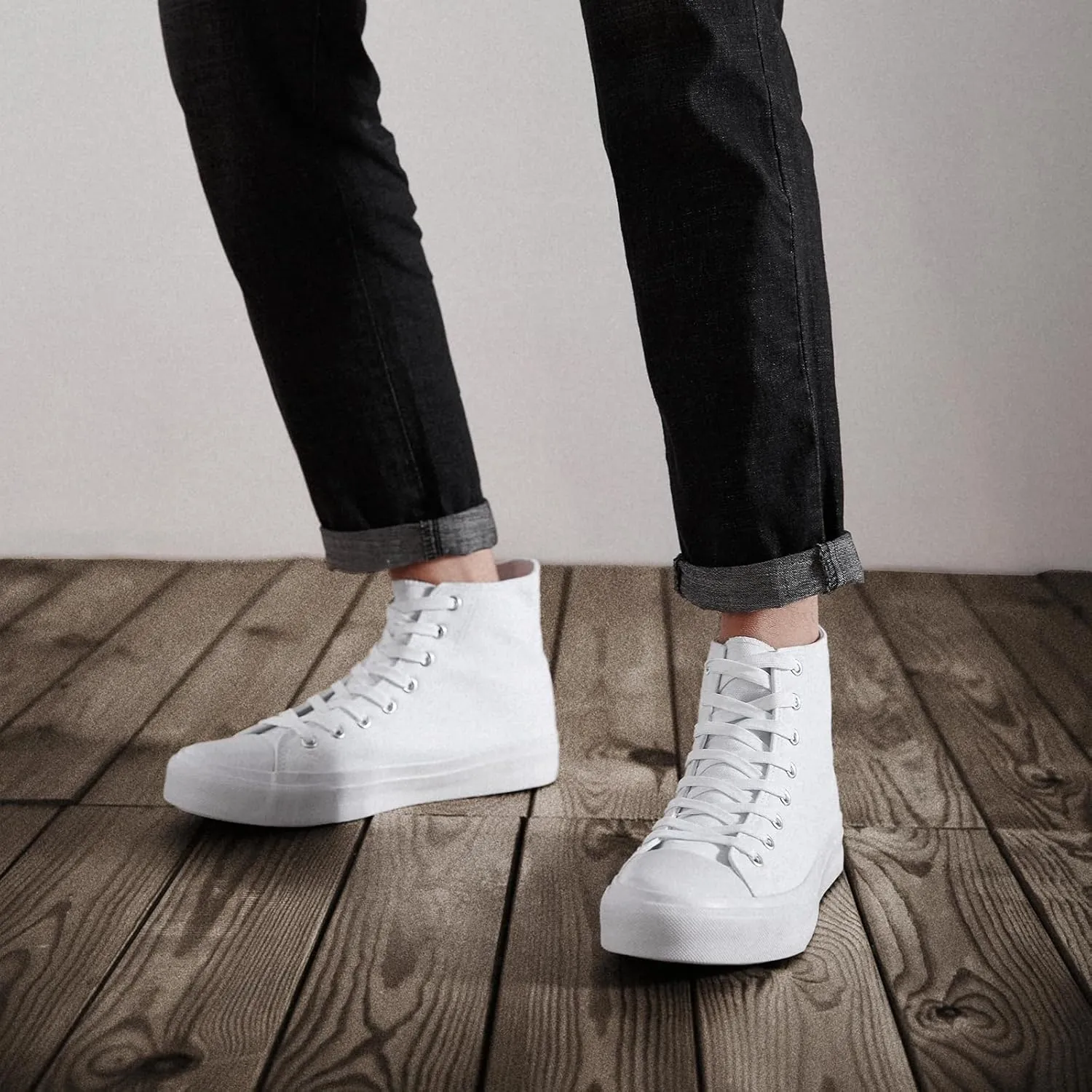 ZGR Men's High Top Canvas Sneakers Lace Up Classic Casual Walking Shoes