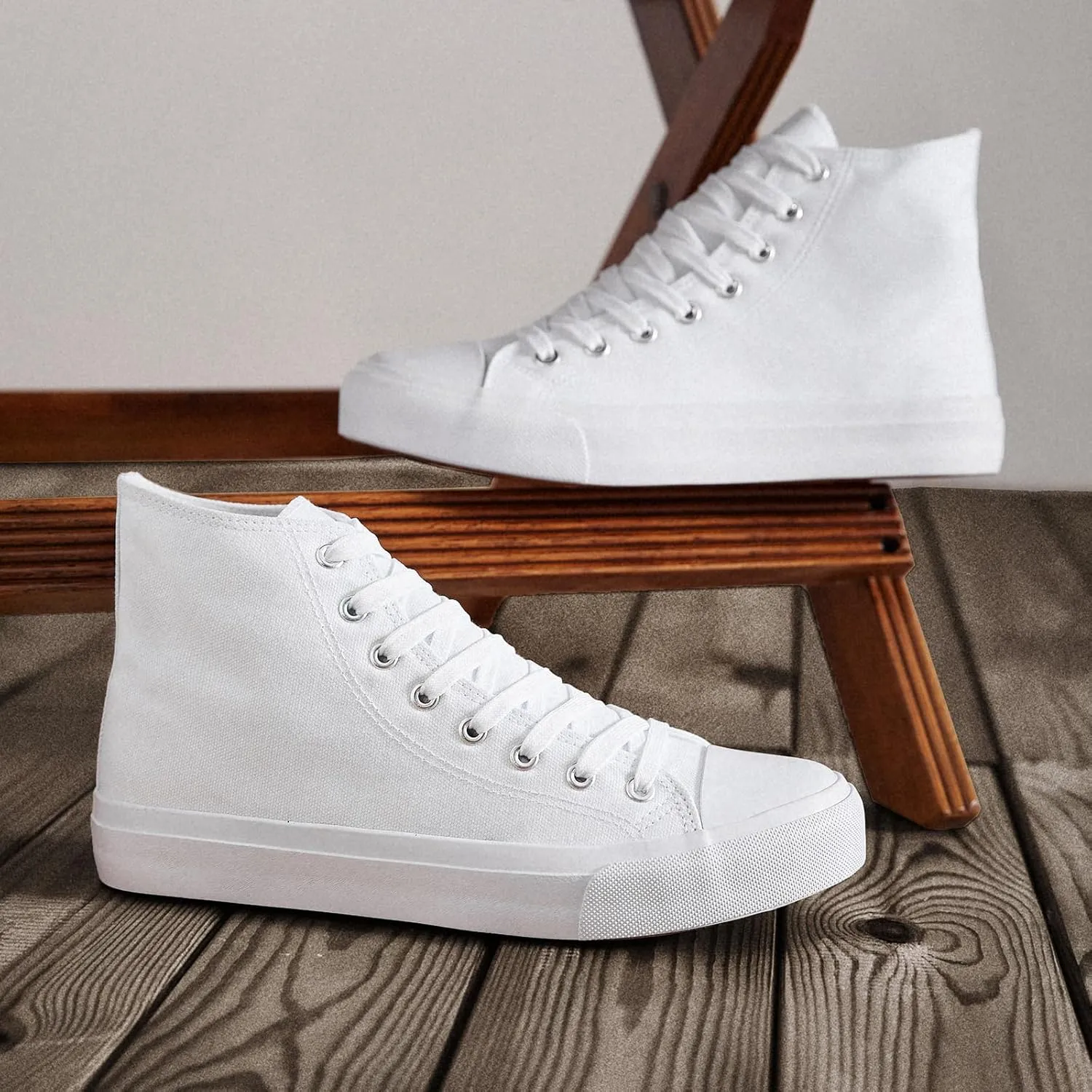 ZGR Men's High Top Canvas Sneakers Lace Up Classic Casual Walking Shoes