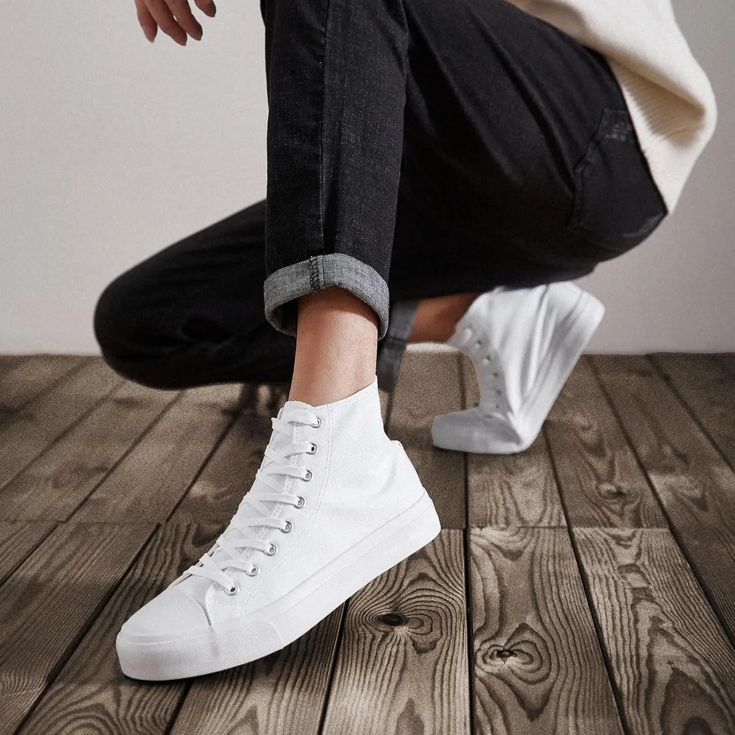 ZGR Men's High Top Canvas Sneakers Lace Up Classic Casual Walking Shoes