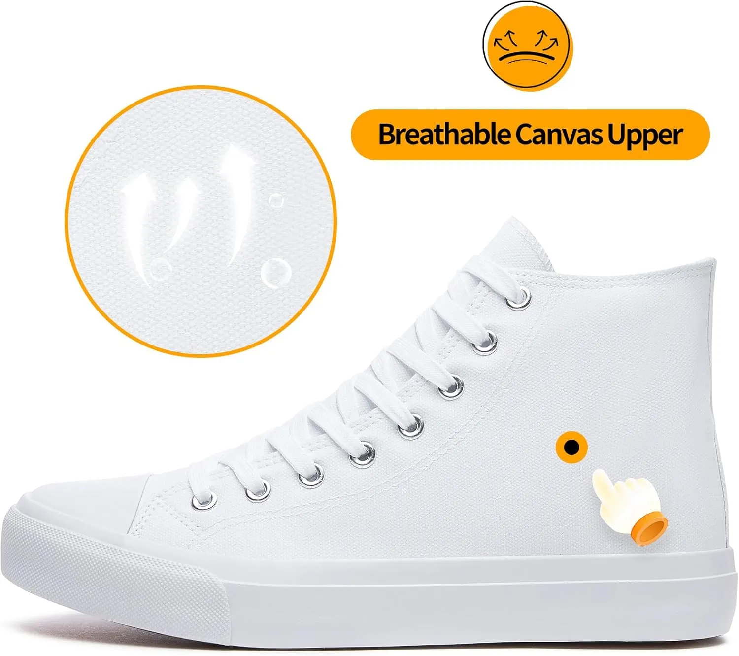 ZGR Men's High Top Canvas Sneakers Lace Up Classic Casual Walking Shoes