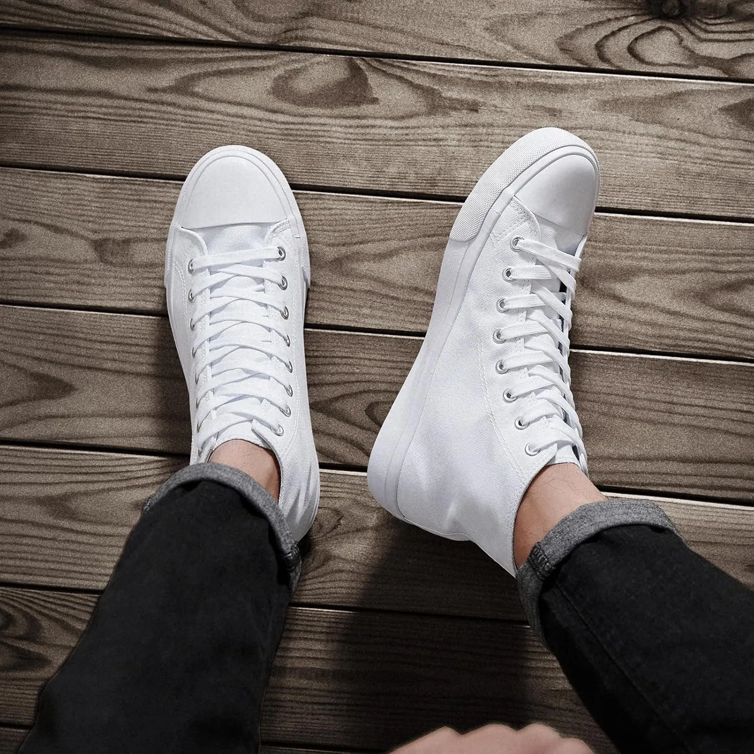 ZGR Men's High Top Canvas Sneakers Lace Up Classic Casual Walking Shoes