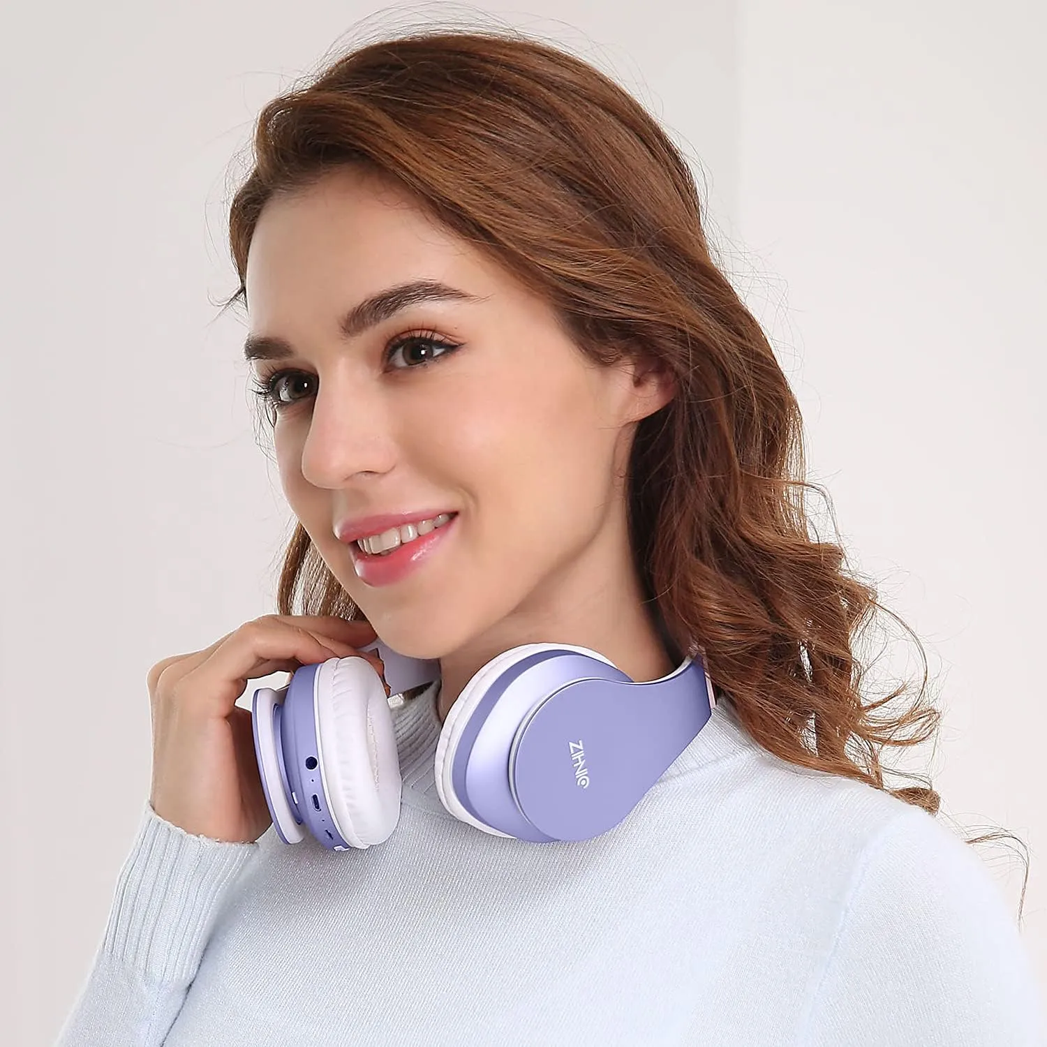 ZIHNIC Bluetooth Headphones Over-Ear, Foldable Wireless and Wired Stereo Headset Micro SD/TF, FM for Cell Phone,PC,Soft Earmuffs &Light Weight for Prolonged Wearing (Purple)