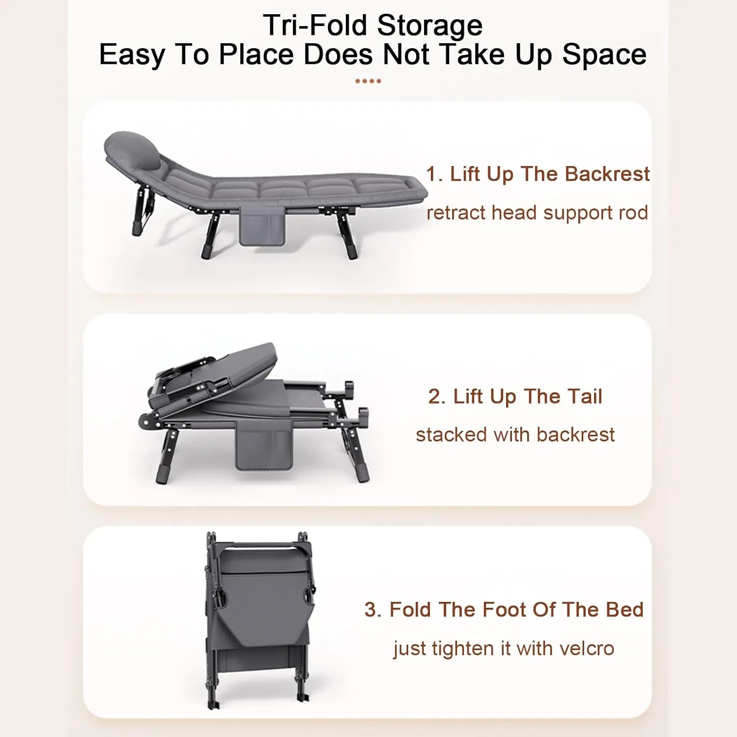 ZTGL Plaid,180x60cm, Folding Camping Cots for Adults, Outdoor Sleeping Bed with Pillow, Sunbathing Lounge Chairs, Patio Reclining Lounge Chairs, Office Nap Folding Lounge Chairs