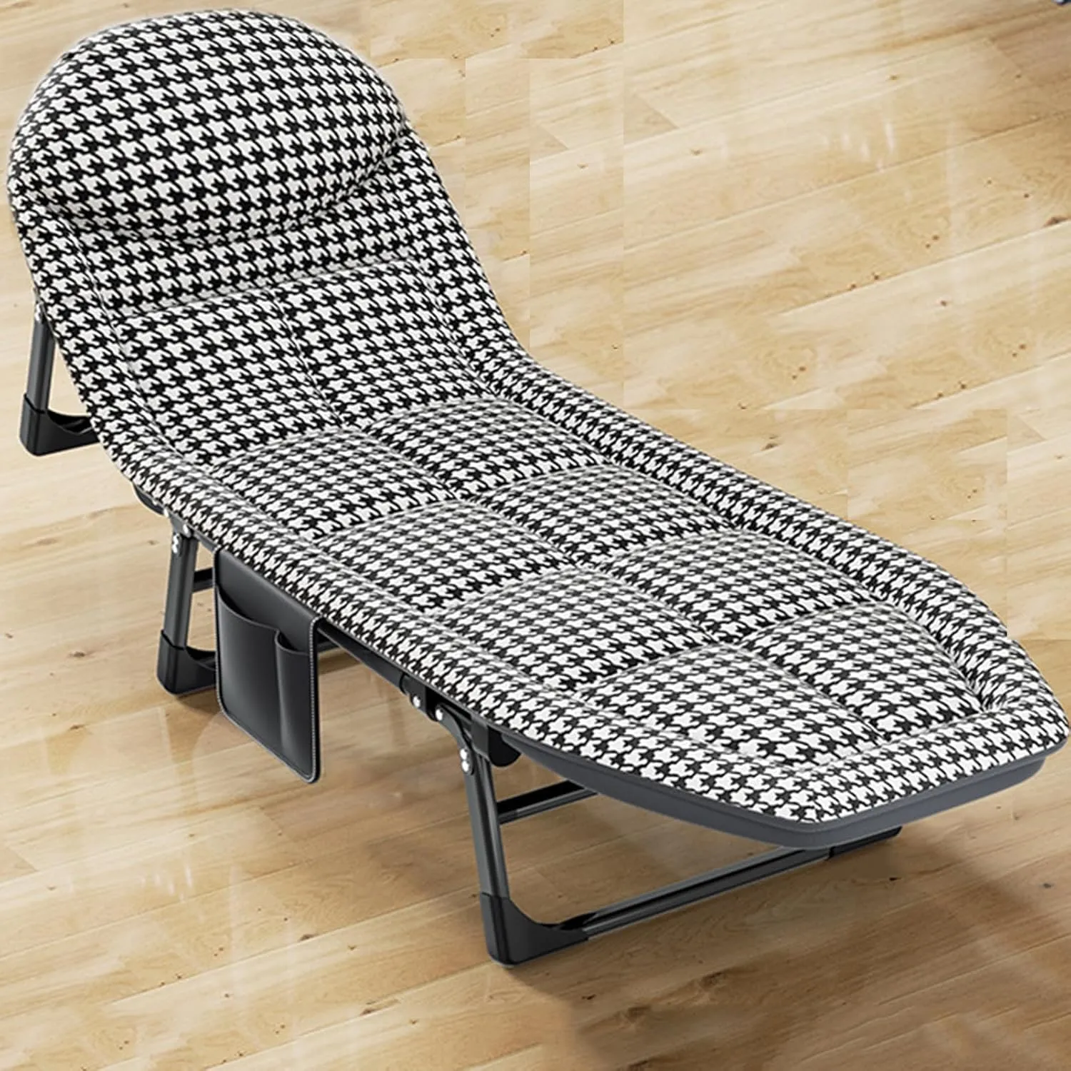 ZTGL Plaid,180x60cm, Folding Camping Cots for Adults, Outdoor Sleeping Bed with Pillow, Sunbathing Lounge Chairs, Patio Reclining Lounge Chairs, Office Nap Folding Lounge Chairs